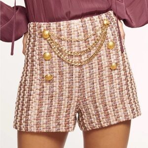 Elegant Tweed Women Emerson Shorts with silver Accents